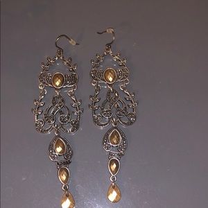 Gold and silver dangly earrings